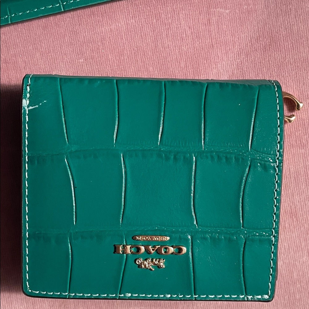 Coach Teal green Croc-Embossed Crossbody Bag and coin purse - Picture 4 of 5